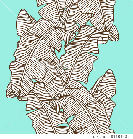Seamless pattern with stylized banana palm leaves. Decorative image of tropical foliage and plants. 81101482