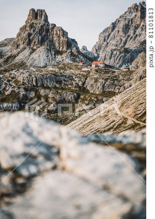 Dreizinnenhuette - Rifugio Antonio Locatelli close to Tre Cime di Lavaredo, Dolomites, South Tyrol, Italy 81101813