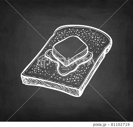 Chalk sketch of toast with butter. Chalk sketch of toast with butter. 81102719