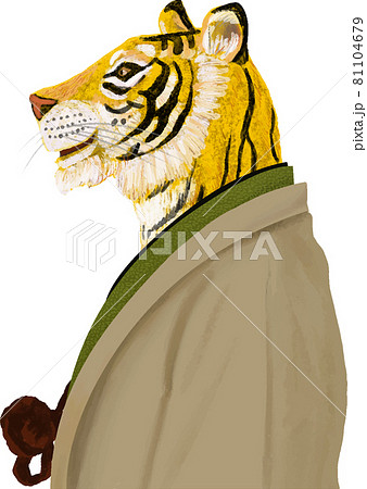 着物を着た虎の横向きイラスト 着物を着た虎の横向きイラスト 81104679