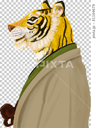 着物を着た虎の横向きイラスト 着物を着た虎の横向きイラスト 81104679