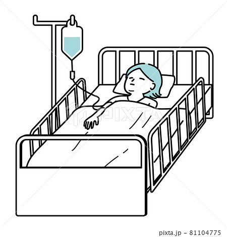 入院 ベッド 点滴 病人 病院 イラスト素材 のイラスト素材