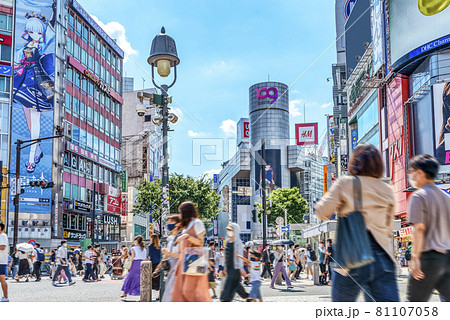 東京の都市風景　渋谷スクランブル交差点 81107058