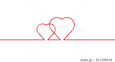 Continuous line drawing of two hearts, red and white vector minimalistic illustration. Editable stroke. concept of love. Vector concept of love. Vector 81108818