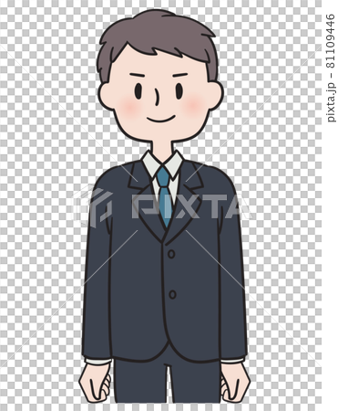 A man in a suit standing with a flat look A man in a suit standing with a flat look 81109446