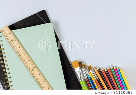 School times in assortment of various school supplies items School times in assortment of various school supplies items 81110065