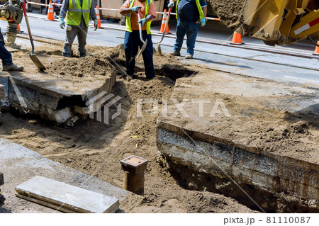 Repair of roads on the construction site of the streets of the city Repair of roads on the construction site of the streets of the city 81110087