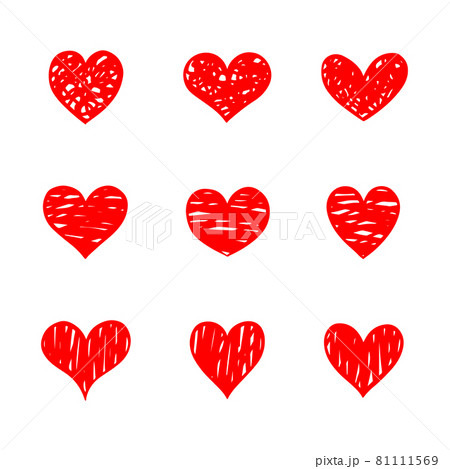 set of doodle hearts isolated on white background. hand drawn of icon love. vector illustration. set of doodle hearts isolated on white background. hand drawn of icon love. vector illustration. 81111569