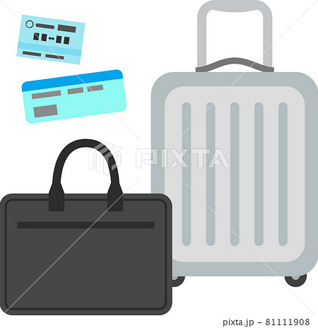 ビジネスバッグとスーツケースとチケットのイラスト素材