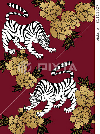和柄の虎のイラスト 干支のクリップアート 刺繍 ステッカー用 のイラスト素材