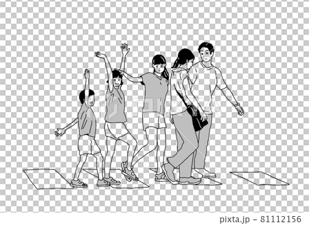 Family crossing the pedestrian crossing Family crossing the pedestrian crossing 81112156