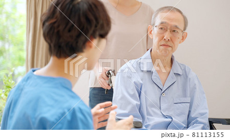 医師の説明を受ける高齢の患者 医師の説明を受ける高齢の患者 81113155