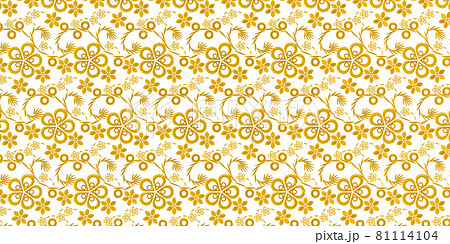 花や草モチーフの立体的デザインパターン シームレス非対応のイラスト素材