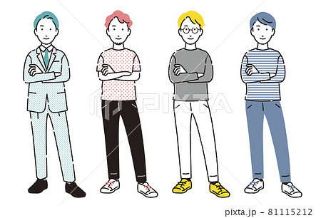 人物 腕組み男性セットのイラスト素材