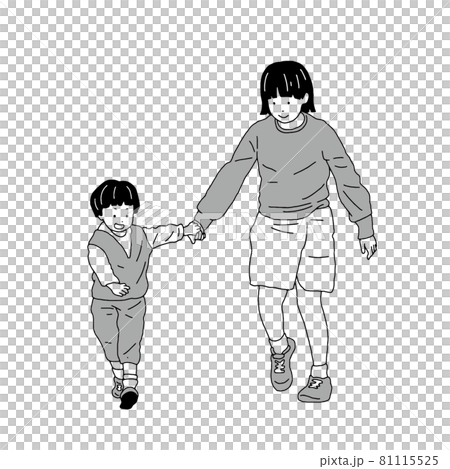 手を繋ぐ姉弟 81115525
