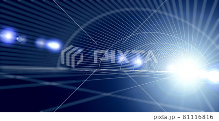 チューブ状のワイヤーフレームと光、未来的な光のイメージ 81116816