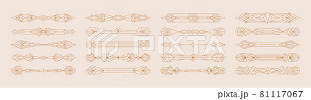 Art Deco Borders Set in Trendy Minimal Liner Style. Vector Elements, Dividers in 1920s Style 81117067