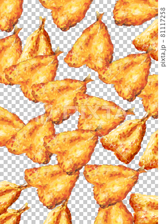 手描き水彩厚塗りのアジフライイラストa3縦壁紙のイラスト素材