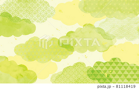 水彩風　和風柄　背景素材 81118419