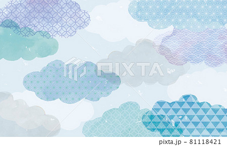 水彩風 和風柄 背景素材のイラスト素材