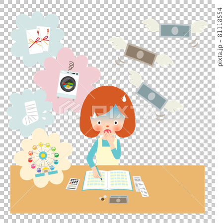 急な出費で家計簿がピンチな主婦 81118554