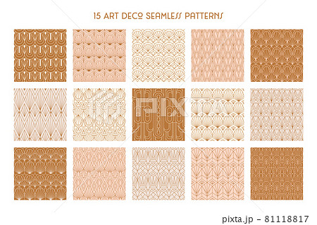 Art Deco 1920s Seamless Patterns Set in a Trendy minimal Style. Vector Abstract Retro backgrounds with Geometric Shapes 81118817