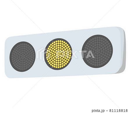 フラット型交通信号機 黄信号 のイラスト素材