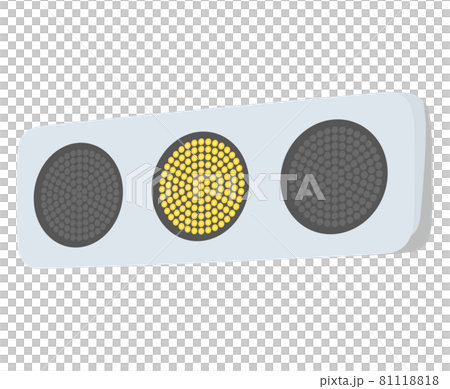 フラット型交通信号機 黄信号 のイラスト素材
