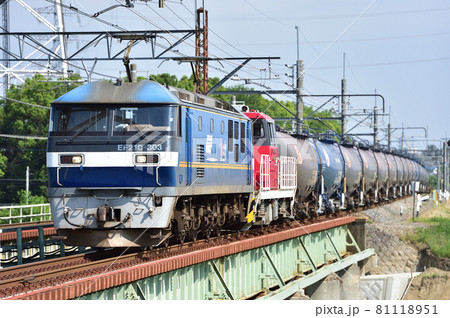 高崎線　岡部－本庄　JR貨物　EF210-303（吹田）＋HD300-7（新鶴見） 81118951