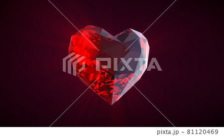 3D rendered Crystal heart on dark background 81120469