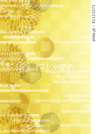 菊 金 和柄 年賀状 背景のイラスト素材
