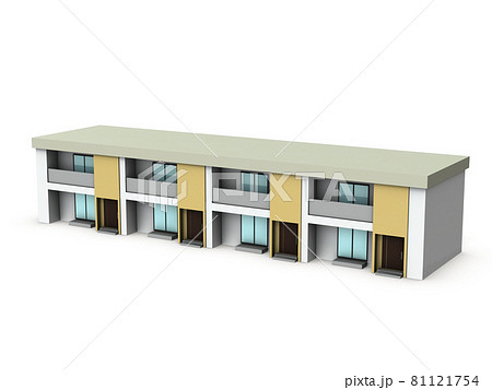 メゾネットタイプの集合住宅。建築模型。白バック。3DCG。 81121754