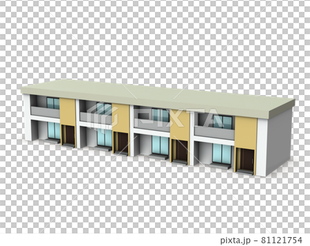 メゾネットタイプの集合住宅。建築模型。白バック。3DCG。 81121754