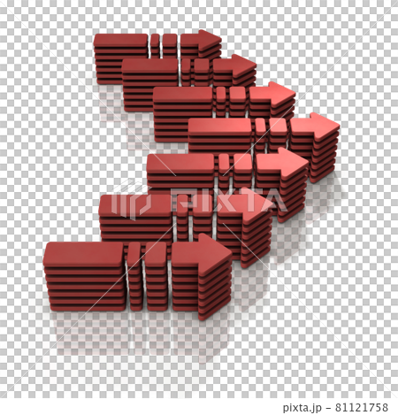 許多箭矢堆積起來。那就是調音壓力。白色背景。 3D 渲染。 許多箭矢堆積起來。那就是調音壓力。白色背景。 3D 渲染。 81121758