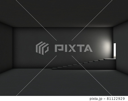 暗い閉塞した部屋。外部へ通じる希望の脱出口。3Dレンダリング。 81122929