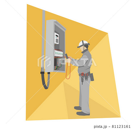 配電盤内の検電をする作業員(立ち01) 81123161