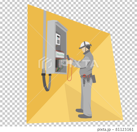 配電盤内の検電をする作業員(立ち01) 81123161