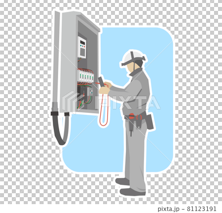 Worker checking the voltage inside the switchboard (Standing 02) 81123191