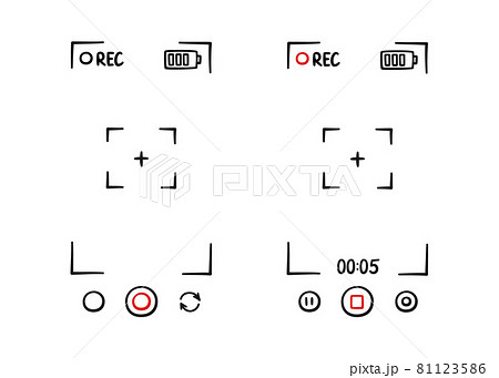 Hand drawn viewfinder frame of phone camera. Screen of video recorder digital display. Smartphone design template. Vector illustration isolated on white background in doodle style 81123586