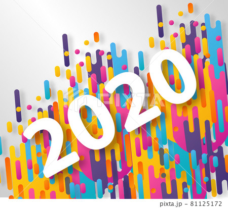 Creative happy new year 2020 card on modern dynamic background. Perfect for presentations, flyers and banners, leaflets, postcards and posters. 81125172