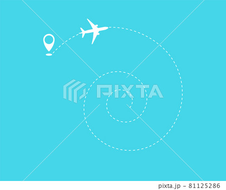 Flat plane and its track on blue background. Flat plane and its track on blue background. 81125286