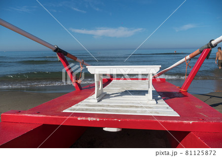 Rescue rowing catamaran on the sand Rescue rowing catamaran on the sand 81125872