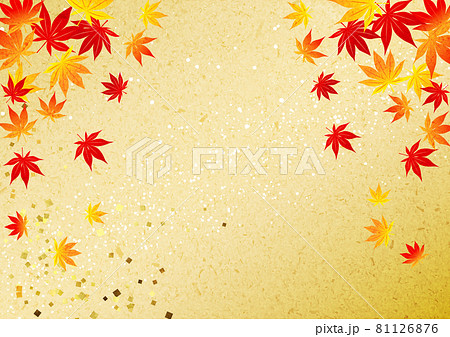 和紙風薄朱の背景に紅葉ヨコ 和紙風薄朱の背景に紅葉ヨコ 81126876