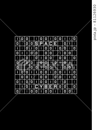 Cyber space t-shirt and apparel design with binary code spreadsheet. Retro cyberpunk. Black and white print. Vector 81126930