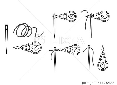 糸通しのやり方のイラストセットのイラスト素材