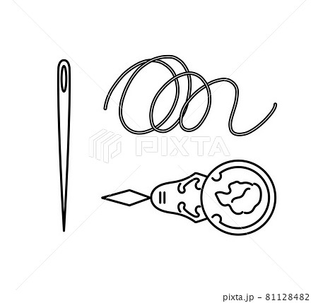 糸通しと針と糸のイラストセット 81128482