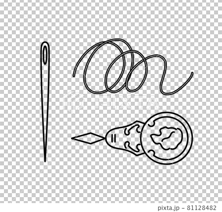 糸通しと針と糸のイラストセット 81128482