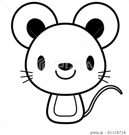 動物 イラスト【黒ライン】 ネズミ06 動物 イラスト【黒ライン】 ネズミ06 81128728