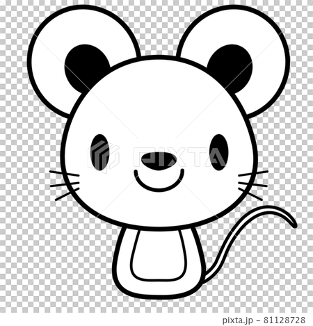 動物 イラスト【黒ライン】 ネズミ06 動物 イラスト【黒ライン】 ネズミ06 81128728