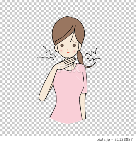 女性 体調不良 風邪 喉の痛み 81128887